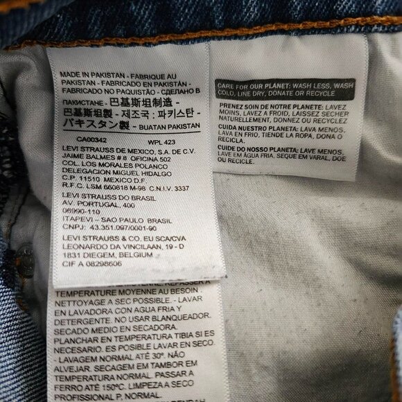 Levi's high-rise med-blue denim button fly shorts size 27 - Picture 4 of 6